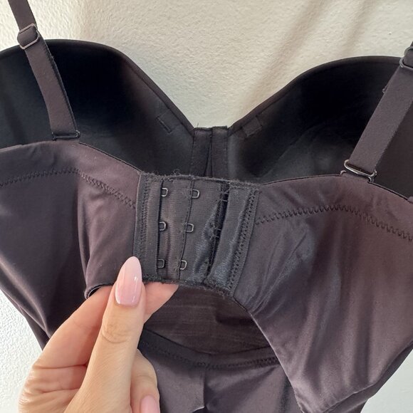 NWT Maidenform 36D Full Slip Bra Shapewear Slimming Black Satin Adjustable - Picture 8 of 10